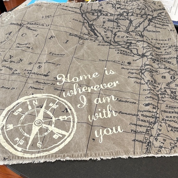 Primitives by Kathy Gray and White Map Decor, Wall Hanging, Table Cloth 27”x 28” - Picture 1 of 7
